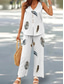 cheap Women&#039;s Blouse Suits-Women&#039;s Fashion Streetwear Daily Pants Sets Sleeveless V Neck Floral Geometric Print Casual Daily Black White Navy Blue Summer Loose Fit