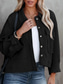 abordables Chaquetas camiseras-Mujer Chaqueta casual Cómodo Transpirable Bolsillo Botones Casual Plano Vacaciones Calle Casual Ropa Cotidiana Botonadura Simple Corto Cuello Vuelto Ajuste regular Manga Larga Ropa de calle Negro