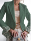 cheap Blazers &amp; Suits-Women&#039;s Blazer Comfortable Breathable Print Casual Geometric Office Street Casual Daily Wear Open Front Regular Notch Lapel Regular Fit Long Sleeve Outerwear White Pink Blue Spring Fall