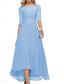 billige Gulvlengde-A-Linje Brudens Mor Klær Formell Bryllupsgjest Elegant Crew Neck Gulvlengde Chiffon Halv Erme med Ensfarget