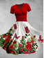 voordelige Bloemenjurken-Dames Halflange jurk Zomerjurk Fit And Flare-jurk Feest Casual Dagelijks Feestdagen Normale pasvorm Bloemig Grafisch Korte mouw V-hals Geel Rood blauw Paars Zomer