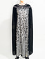 cheap Floor Length-Cape Dress A-Line Mother of the Bride Dress Elegant Crew Neck Crystals Floor Length Long Sleeve with Embroidery Lace 2025