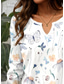 abordables T-shirt Boho-Femmes T-shirt Fleuri Graphique Plantes ancien Élégant Classique manche longue Col en V Encolure en V Hauts Réguliers Quotidien Imprimé Kaki Rose Bleu clair Printemps Automne