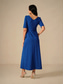 ieftine Rochii Party-Pentru femei Rochie Maxi Rochie cu Volane Elegant Fit regulat Culoare solidă Manșon scurt Stil Nautic Albastru regal