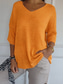 cheap Plain tee-Women&#039;s Blouse Solid Color Basic Casual 3/4 Length Sleeve V Neck Regular Tops Daily Black Yellow Red Green Apricot Fall Winter