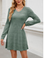 cheap Plain Dress-Women&#039;s Mini Dress A Line Dress Casual Daily Regular Fit Plain Long Sleeve V Neck Wine Light Brown Green Dark Gray Winter Autumn