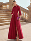 cheap GREEN-A-Line Evening Gown Elegant Dress Formal Wedding Guest Floor Length Long Sleeve Shirt Collar Pocket Satin with Slit 2025