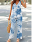 cheap Women&#039;s Blouse Suits-Women&#039;s Fashion Streetwear Daily Pants Sets Sleeveless V Neck Floral Geometric Print Casual Daily Black White Navy Blue Summer Loose Fit