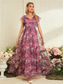 tanie Półformalny / Koktajl-Suknie Quinceanera A-Line Elegancka Suknia Formalna Ślubna Długość do Podłogi Bez Rękawów Dekolt w Kształcie V Chiffon z Kwiatowym Wzorem