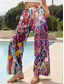 cheap Wide Leg &amp; High Waisted-Women&#039;s Wide Leg Chinos Baggy Pants Vacation Vintage Fashion Full Length High Waist Graphic Abstract Printing Breathable Soft Micro-elastic Formal Outdoor Vacation carmine Robin&#039;s Egg Blue Yellow