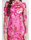 abordables Boda Casual / Durante el Día-Vestidos de Fiesta Sirena  Trompeta Vestido Elegante Invitada de Boda Largo hasta la Rodilla Manga Larga Cuello Redondo Tul con Encaje Bordado Floral