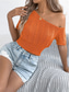 cheap Solid Colors-Women&#039;s Tank Top Solid Color Daily Casual Short Sleeve Cold Shoulder Regular Tops Daily Beach Wear Black White Fuchsia Orange Khaki Summer Spring