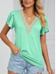 cheap Plain tee-Women&#039;s T Shirt Plain Fashion Stylish Classic Short Sleeve V Neck Regular Tops Daily Weekend Patchwork Light Green Blue Green Gray Summer Spring
