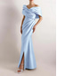 cheap YELLOW-Yellow Dress High Fashion Mustard Dress Mermaid / Trumpet Evening Gown Cocktail Dress Formal Wedding Floor Length Sleeveless Off Shoulder Satin with Ruched Details Slit 2025