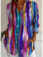 cheap Stripe&amp;Geometric Tops-Women&#039;s Shirt Graphic Geometric Plaid Casual Long Sleeve Shirt Collar Regular Tops Work Daily Buttons Print Yellow Red Blue Purple Rainbow Summer Spring Fall