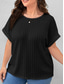 abordables T-shirt grande taille-Femmes Grande taille Hauts T-shirt Couleur Unie Manche Courte Col en V Occasionnel Quotidien Polyester Été Printemps Noir Blanche