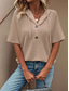 cheap Plain Tops-Women&#039;s Blouse Solid Color Stylish Casual Short Sleeve Hooded Regular Tops Daily Buttons White Navy Blue Green Khaki Summer Spring