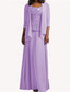 cheap Mom&#039;s Dress Sets-Dress Sets Mother of the Bride Dress Elegant Simple Scoop Neck Ankle Length Chiffon Long Sleeve with Solid Color