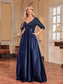cheap BLACK-A-Line Quinceanera Dresses Elegant Dress Formal Wedding Floor Length Long Sleeve V Neck Polyester with Sequin 2025