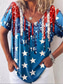 cheap Independence Day Top-Women&#039;s Patriotic  T Shirt Graphic Flag Stylish Casual Short Sleeve V Neck Regular Tops Daily Print Royal Blue Blue Fuchsia Green Summer Spring