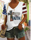 cheap Independence Day Top-Women&#039;s Patriotic  T Shirt Graphic Flag Vintage Stylish Casual Short Sleeve V Neck Regular Tops Daily Print Black White Blue Gray Summer Spring