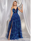 cheap BLUE-A-Line Quinceanera Dresses Elegant Dress Formal Wedding Floor Length Sleeveless V Neck Tulle V Back with Crystals Slit 2025