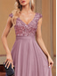 cheap BLUE-A-Line Quinceanera Dresses Elegant Dress Formal Wedding Floor Length Sleeveless V Neck Tulle V Back with Sequin