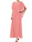 cheap Floor Length-A-Line Mother of the Bride Dress Elegant Simple Square Neck Ankle Length Chiffon Short Sleeve with Solid Color