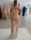 preiswerte Sekt-Schlauchkleid Abendkleid Vintage Kleid Karneval Formell Bodenlang Ärmellos Herzförmiger Ausschnitt Paillettenbesetzt mit Glitzer 2025