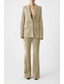 cheap Mom&#039;s Pant Suits-Two Piece Jumpsuit / Pantsuit Faux Suede Mother of the Bride Blazer Set Elegant Vintage Simple V Neck Peak Lapel Stitching Detail Floor Length Stretch Long Sleeve