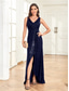 cheap Semi-formal / Cocktail-A-Line Quinceanera Dresses Elegant Dress Formal Wedding Asymmetrical Sleeveless V Neck Sequined with Sequin