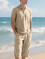 voordelige Vakantie-Voor heren Poloshirts Golfshirt Buiten Alledaagse kleding Revers Korte mouw Modieus Hawaii Effen 2-stuks Zomer Normale pasvorm Zwart Wit Marineblauw Khaki Leger Groen Licht Luchtblauw Poloshirts