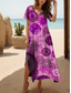 tanie Sukienki boho-Damskie Sukienka midi Codzienne sukienki Sukienka letnia Sukienka A line Letnie sukienki Bohema Urlop Codzienny Plaża Luźna Graficzny Boho Paisley Damask Krótki rękaw W serek Żółty Czerwony Niebieski