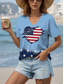 abordables Top jour de l’indépendance-Jour de l&#039;Indépendance T-Shirt Femme Patriote Quatrième Juillet Graphic Coeur Drapeau Américain Vintage Élégant Classique À Manches Courtes Col V Regular Tops Quotidien Imprimé Blanc Rose Rouge Bleu