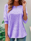 cheap Plain tee-Women&#039;s T Shirt 3D Print Floral Elegant Vintage Fashion Long Sleeve Crew Neck Regular Tops Daily Going out Weekend Print Pearl Summer Spring