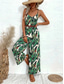cheap Floral Jumpsuit-Women&#039;s Normal Jumpsuit Active Floral Sleeveless V Neck Backless High Waist Vacation Daily Regular Fit Green Summer