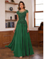 cheap Floor Length-Blue Red A-Line Mother of the Bride Dress Elegant Luxurious Boat Neck Floor Length Chiffon Lace Short Sleeve with Tier Cascading Ruffles 2025