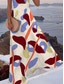 abordables Arte &amp; Diseño Vestidos-Mujer Vestido maxi Vestido de una línea Vestido con hombros descubiertos Vacaciones Casual Estilo playero Fiesta Noche Playa Ajuste regular Graphic Geométrico Sin Mangas Escote Cuadrado Beige Verano