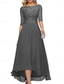 billige Gulvlengde-A-Linje Brudens Mor Klær Formell Bryllupsgjest Elegant Crew Neck Gulvlengde Chiffon Halv Erme med Ensfarget