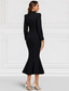 cheap Floor Length-Black and White Mermaid Blazer Lapel Mother of the Bride Dress Wedding Elegant Ankle Length Stretch Fabric Long Sleeve with Color Block