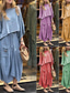 preiswerte Sets-Damen Hosen-Sets Kunstbaumwollleinen Langarm Rundhals Einfarbig Elegant Mode Basic Lässig Täglich Outdoor Blau Schwarz Weiß Sommer Normale Passform