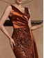 ieftine portocală-Trompetă / Sirenă Rochii de Quinceanera Elegant Rochie Oficial Nuntă Lungime Podea Fără manșon În V Satin cu Rochie cu fanta 2025