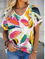 cheap Floral tee-Women&#039;s T Shirt Floral Graphic Vintage Stylish Modern Short Sleeve V Neck Regular Tops Daily Print Pink Fuchsia Green Summer Spring