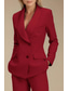 cheap Mom&#039;s Pant Suits-Blue Black Two Piece Pantsuit Mother of the Bride Blazer Set Elegant Lapel Floor Length Stretch Fabric Long Sleeve with Buttons Solid Color
