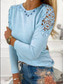 cheap Lace Tops-Women&#039;s Lace Shirt Solid Color Stylish Casual Long Sleeve Crew Neck Regular Tops Daily Lace Patchwork Black Pink Blue Gray Summer
