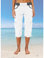 cheap Pants-Women&#039;s Cargo Pants Vacation Fashion Streetwear Calf-Length High Waist Plain Pocket Comfy Soft Comfortable Micro-elastic Outdoor Street Yellow-Brown Black White Orange Summer Regular Fit