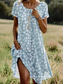 abordables Robes fleuries-Femmes Mini Robe Robe T-Shirt Robe d&#039;Été Vacances Occasionnel Sortir Coupe régulière Fleuri Graphique Manche Courte Col en V Bleu Violet Vert Été