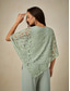 preiswerte Schicke Blusen-Damen Bluse Elegante Oberteile Spitze Patchwork Geschichtet Einfach Elegant Halbarm Rundhalsausschnitt Normale Oberteile Täglich Hochzeitsgast Salbeigrün Sommer Frühling