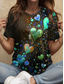 cheap Floral tee-Women&#039;s T Shirt Heart Floral Graphic Vintage Stylish Classic Short Sleeve Crew Neck Round Neck Regular Tops Daily Print Pink Red Blue Purple Brown Summer
