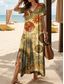 tanie Sukienki boho-Damskie Sukienka midi Codzienne sukienki Sukienka letnia Sukienka A line Letnie sukienki Bohema Urlop Codzienny Plaża Luźna Graficzny Boho Paisley Damask Krótki rękaw W serek Żółty Czerwony Niebieski